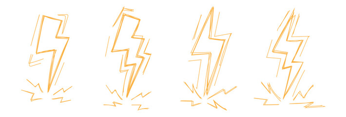 doodle thunder icon sketchy pencil scribble thunder strike - obrazy, fototapety, plakaty