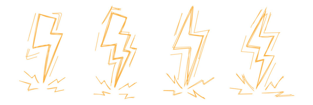doodle thunder icon sketchy pencil scribble thunder strike