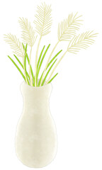 Illustration of Japanese pampas grass  in a vase PNG
