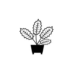 potted plants illustration, vector silhouette.