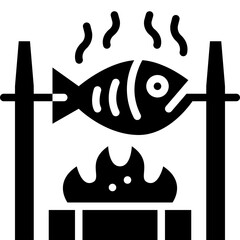 grilled fish solid icon