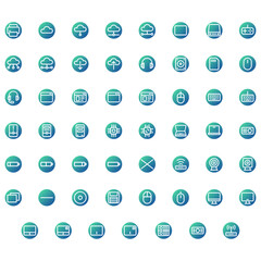 Vector of Computer and IT Icon Set Round Gradient. Perfect for user interface, new application.
