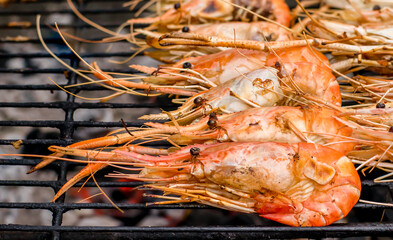River prawns grilled over charcoal