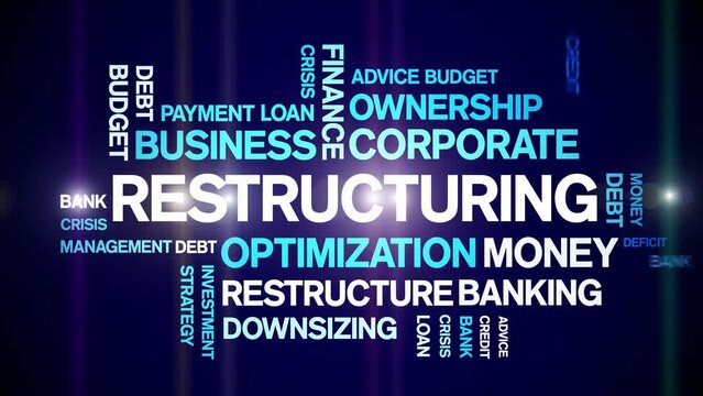 Restructuring animated tag word cloud;text design animation kinetic typography seamless loop.