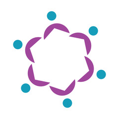 6 People togetherness and community concept logo abstract vector illustration eps