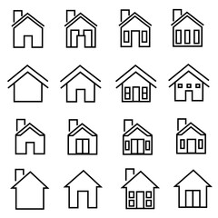Home line icons set. minimalist symbol house illustation vector