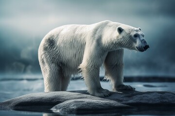 Obraz na płótnie Canvas Arctic predator affected by climate change. Generative AI