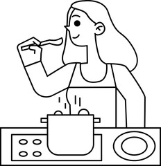 Obraz na płótnie Canvas Wife And Cooking Icon