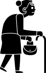 Old Woman illustration, icon, element for decoration.