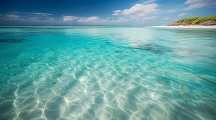 ocean waves background with clear water and nature landscape, feeling relaxing and clam representing concept of beautiful nature theme