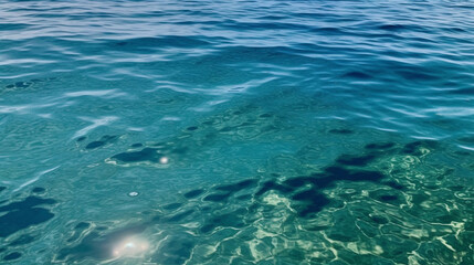 ocean waves background with clear and calm water surface, feeling bright, fresh and relaxing representing concept of beautiful nature theme