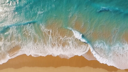ocean waves background with clear water and nature beach landscape from top view, feeling relaxing and clam representing concept of beautiful nature theme