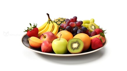 Fototapeta na wymiar fresh fruit on a white background plate. generative AI
