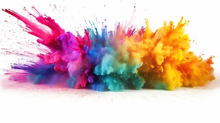 Fototapeta na wymiar Explosion of colored powder on white background. generative AI