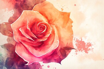Watercolor rose flower background. Watercolor floral bouquet illustration. Generative AI