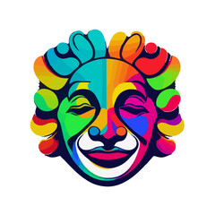 Obraz premium Psychedelic Carnival Parade: Abstract Art and Funky Designs - A Mardi Gras Clown Illustration with Vibrant Patterns