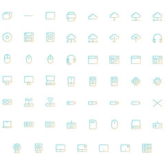 Vector of Computer and IT Icon Set Thin Gradient. Perfect for user interface, new application.