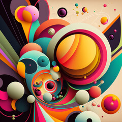 Obraz premium Abstract futuristic contemporary modern cosmic design in cartoon style with spheres, stripes and lines.