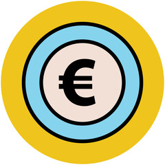 Flat round icon of euro 