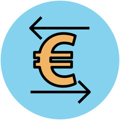 Flat round icon of euro 