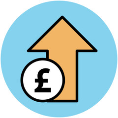 Flat round icon of euro 