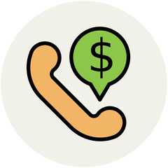 Flat round icon of euro 