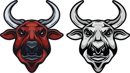 Bull Face Illustration. Wild. Face. Vector