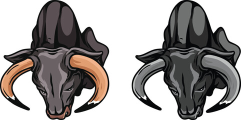 Bull Face Illustration. Wild. Face. Vector