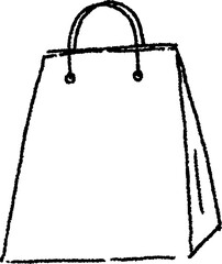 Simple Outline Shopping Bag Icon. Design For Marketing Idea, Doodle Style Illustration
