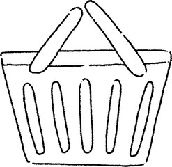 Simple Outline Shopping Basket Icon. Design For Marketing Idea, Doodle Style Illustration
