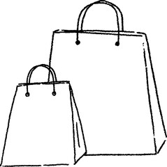 Simple Outline Shopping Bags Icon. Design For Marketing Idea, Doodle Style Illustration

