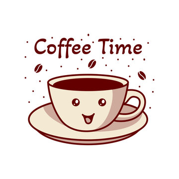 Vector poster with phrase decor elements. Typography card, image with lettering. Design for t-shirt and prints. cute coffee time.