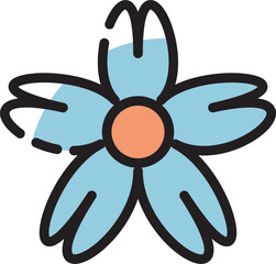 Obraz premium vector flower shape icon design in white, black, pale blue and pale orange, the colors are using a pastel color palette. the colors and shapes of the flowers represent minimalism, simple and flexible.