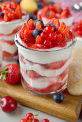 Strawberry tiramisu in a glass