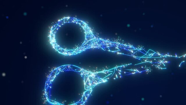 Glittery abstract Scissors appearing in and out