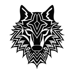 Obraz premium Stylized image of a wolf, black and white, vector design