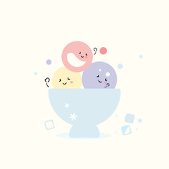 Cool summer drinks and ice cream background.