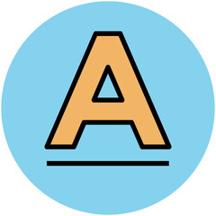Flat circular icon of alphabet 