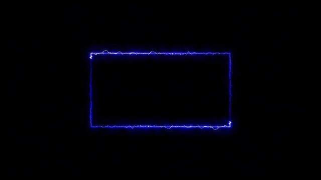 Abstract Neon light glowing rectangle frame Animation. Lasers are blue. Repetitive moving with neon lights shrinking and expanding. Black background UHD 4k video.

