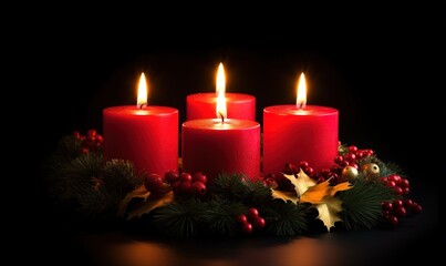 Obraz na płótnie Canvas christmas candle image, in the style of dark magenta and dark