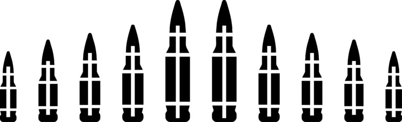 Obraz na płótnie Canvas Bullets set icons gun patron military – vector