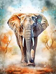 Illustration for World Elephant Day August 12 in watercolor effect - ai generative