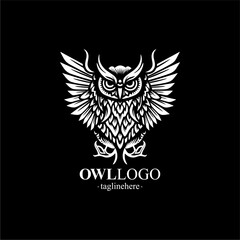 Obraz premium Vector Line art logo of a owl