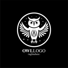 Vector Line art logo of a owl