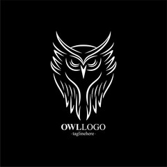 Vector Line art logo of a owl