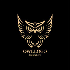 Vector Line art logo of a owl