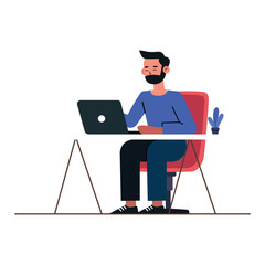 Working at desk illustration 