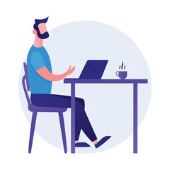 Working at desk illustration