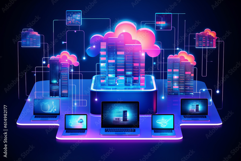 Wall mural devices connected to digital storage in data center via internet