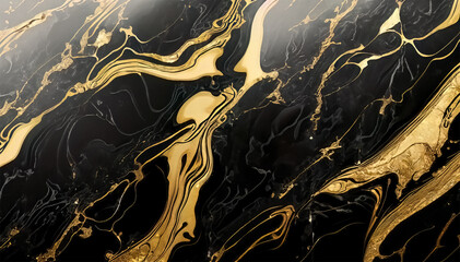 Obraz na płótnie Canvas Abstract black background with golden wave splashes